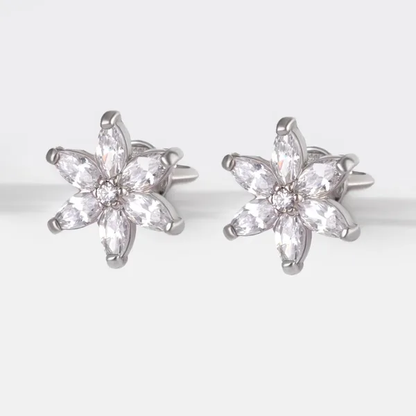 Серьги гвоздики из серебра с фианитами — арт. 000-285285