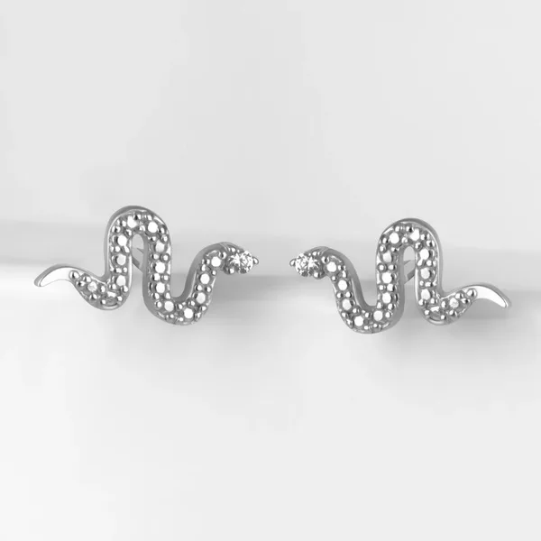 Серьги гвоздики из серебра с фианитами — арт. 000-387597