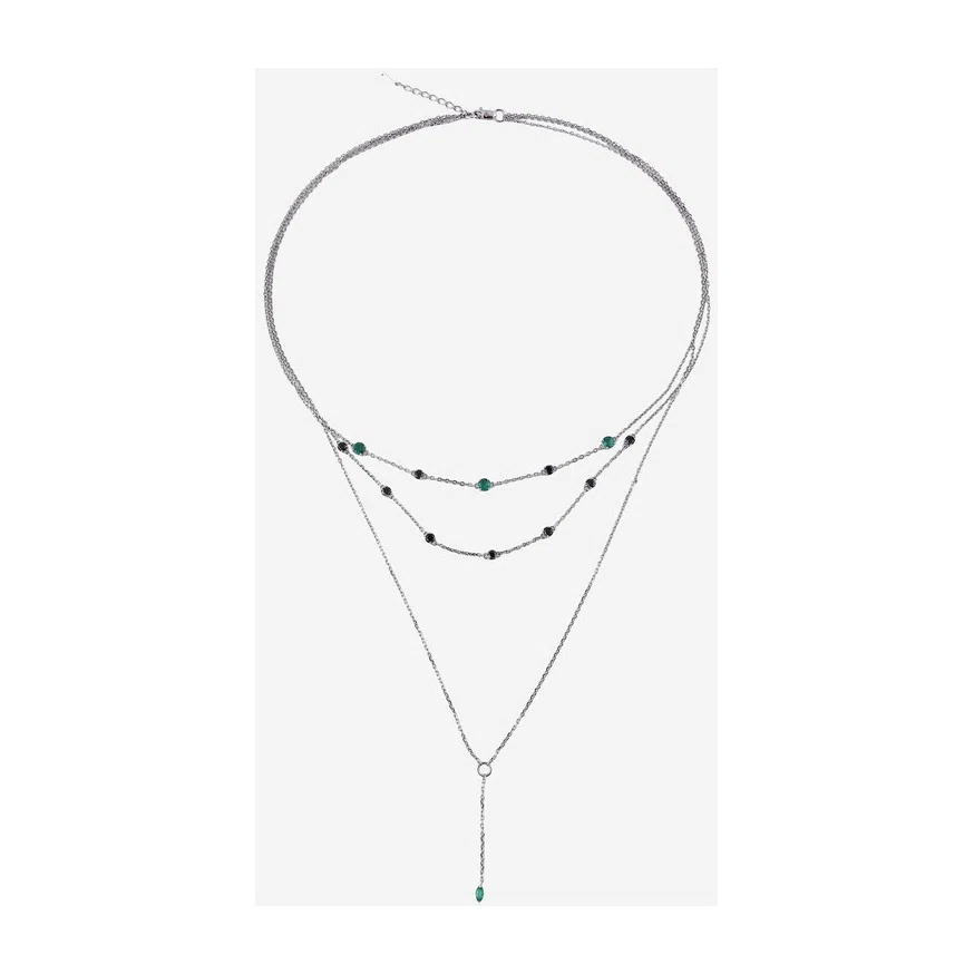 Колье из белого золота с облагороженными бриллиантами и изумрудами COBRA JEWELRY Poison Drop — модель 7zcm1n3