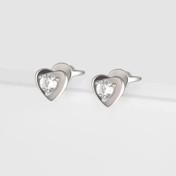 Серьги гвоздики из серебра с фианитами — арт. 000-385891