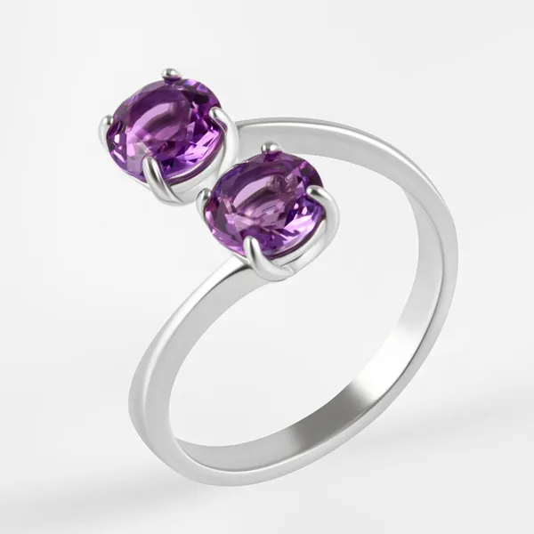 Кольцо из серебра с аметистами — арт. 000-386957