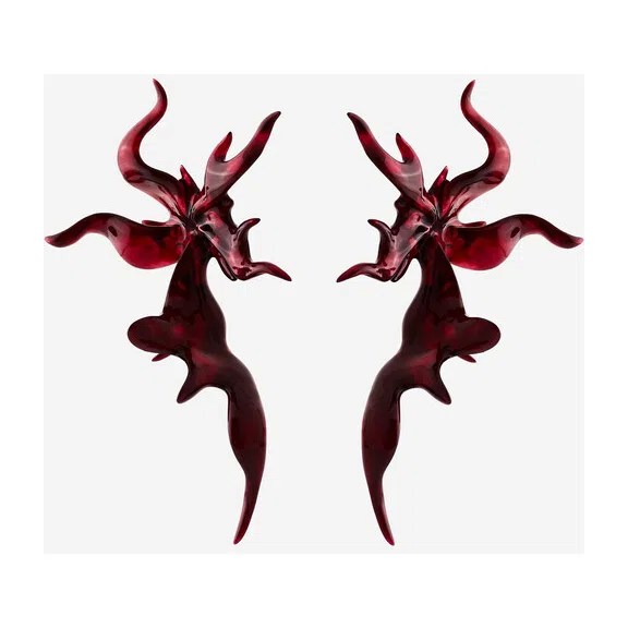 Скульптурные серьги из смолы Burgundy Sculptural Flower Gradiva Poison Drop — модель k6fv0td