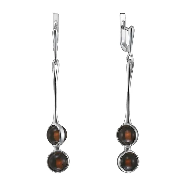 Серьги из серебра 925 пробы с синтетическими камнями и кварцем — арт. 2087084