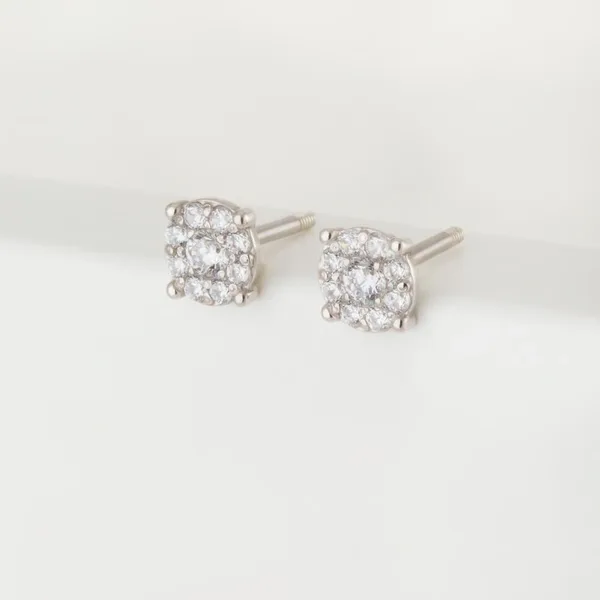Серьги гвоздики из серебра с фианитами — арт. 000-290969
