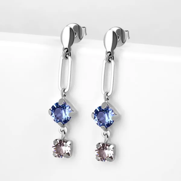 Серьги гвоздики из серебра с кристаллами Swarovski — арт. 000-390435