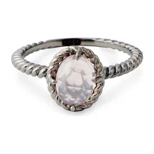 Серебряное чернёное кольцо плетёное с овальным розовым кварцем Wisteria Gems Poison Drop — модель 4s2q7dv — фото 2