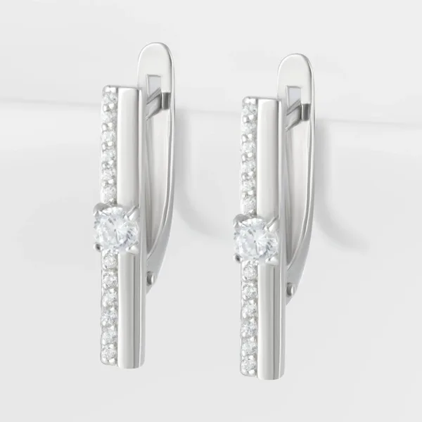 Серьги из серебра с фианитами — арт. 000-390779