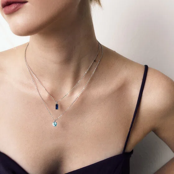Колье-цепь из серебра с голубым фианитом SKYE Poison Drop — модель kpr66tt — фото 2