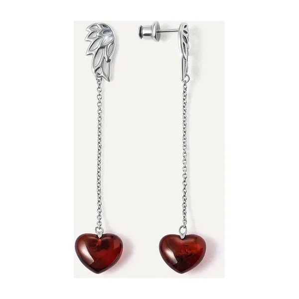 Серьги из серебра 925 пробы с янтарём — арт. 10522-004089