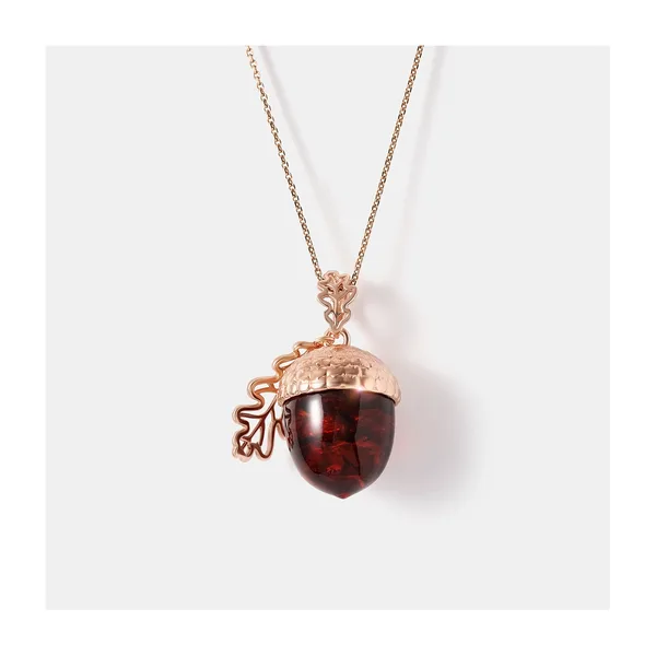 Серебряная подвеска с янтарем "Желудь"