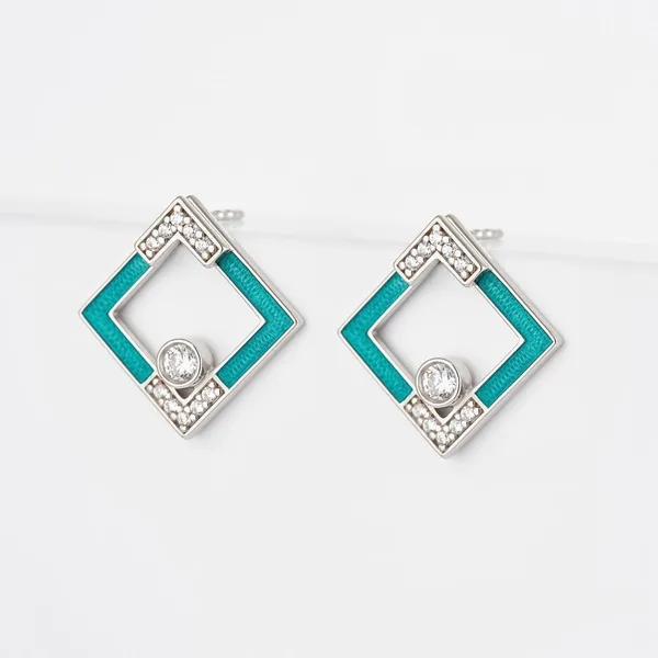 Серьги гвоздики из серебра с фианитами — арт. 000-352056