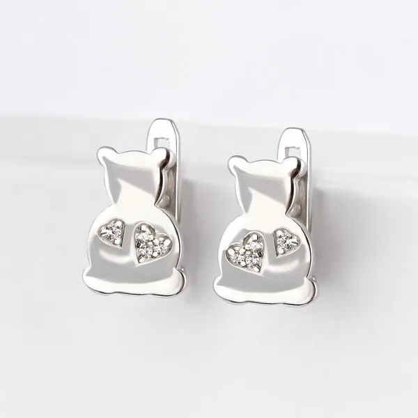 Серьги детские из серебра с фианитами — арт. 000-373918