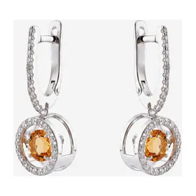 Серьги из серебра с цитринами и фианитами — модель uwyjicq