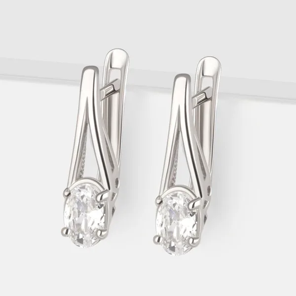 Серьги из серебра с фианитами — арт. 000-385905