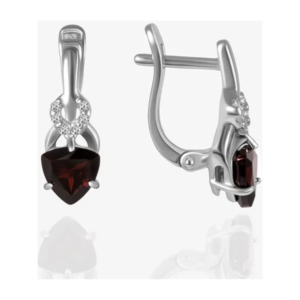 Серьги из серебра с гранатами и фианитами — арт. 000-240997