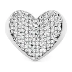 Серебристое кольцо-печатка в форме сердца с кристаллами Free Form Jewelry Poison Drop — модель 44jsh7i — фото 2