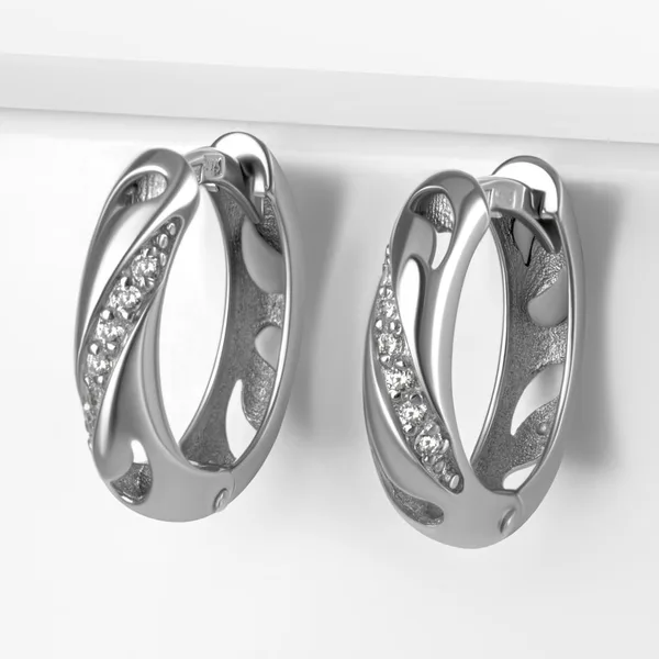 Серьги конго из серебра с фианитами — арт. 000-383794