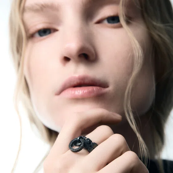 Кольцо из серебра с черными бриллиантами OSSA Poison Drop — модель 9qanvnb — фото 3