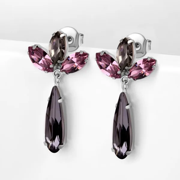 Серьги гвоздики из серебра с кристаллами Swarovski — арт. 000-390238