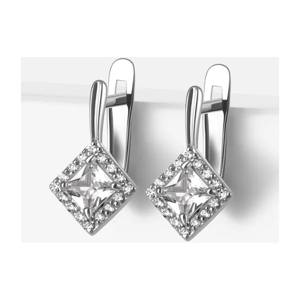 Серьги из серебра с фианитами — арт. 000-388467