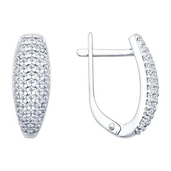 Серьги из серебра с фианитами