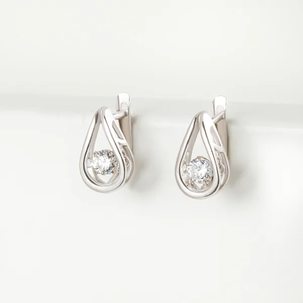 Серьги из серебра с фианитами — арт. 000-307902