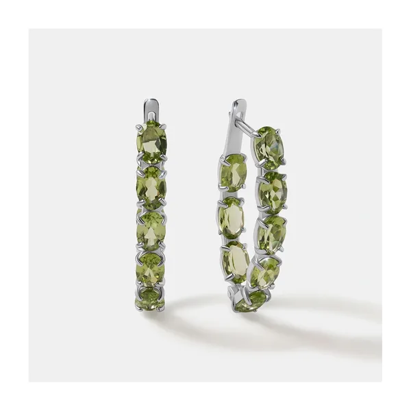 Серебряные серьги с хризолитами — арт. 10522-002936
