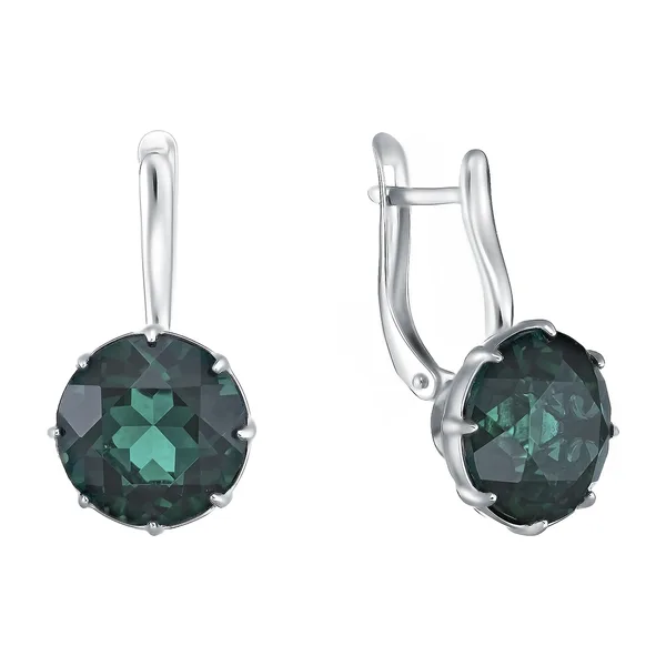 Серебряные серьги с празиолитами — арт. 10522-000614