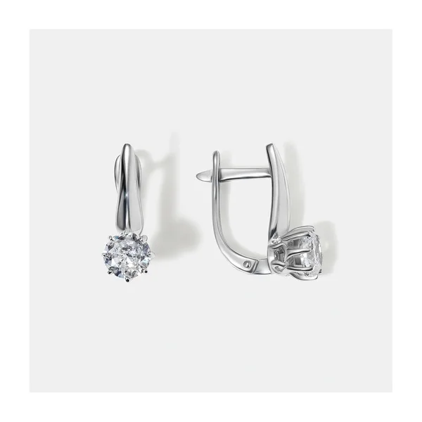 Серебряные серьги 925 пробы; вставки 2 Фианит бесцв.;
