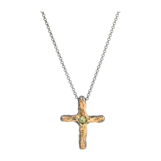 Колье Кулон Cross серебряный с позолотой и бриллиантом Kintsugi Jewelry Poison Drop — модель 9hq5cir — фото 2