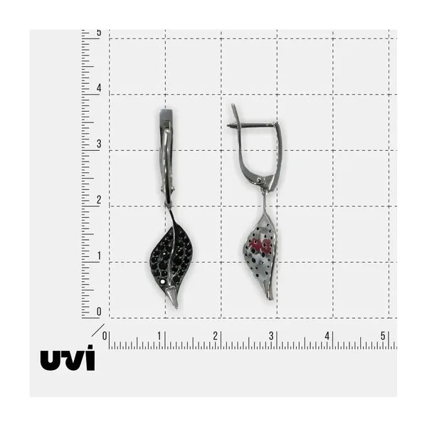 Серебряные серьги со шпинелью "Листочки" — арт. 10522-006576