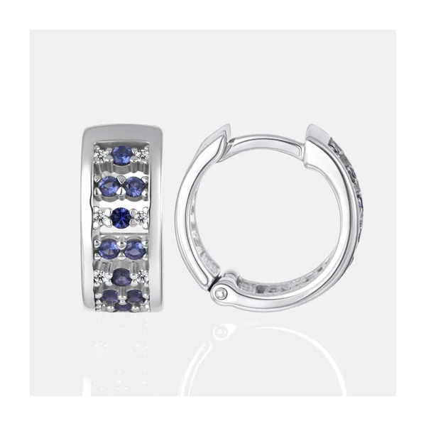 Серьги конго из серебра с фианитами сапфирами и фианитами — арт. 000-399662