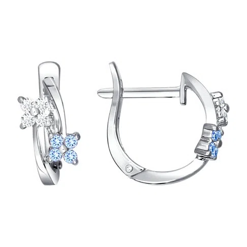 Серьги детские из серебра с фианитами