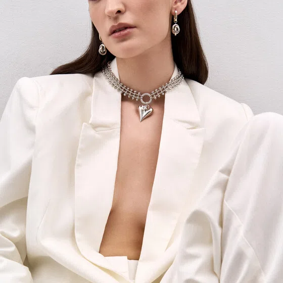 Серебристое колье с фианитами Daring Mono SL MANKAYA safina concept Poison Drop — модель z9axbfv — фото 2