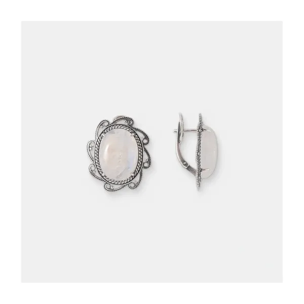 Серебряные серьги с лунными камнями — арт. 10522-004894