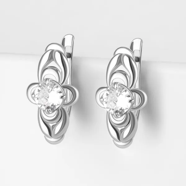 Серьги из серебра с фианитами — арт. 000-388212