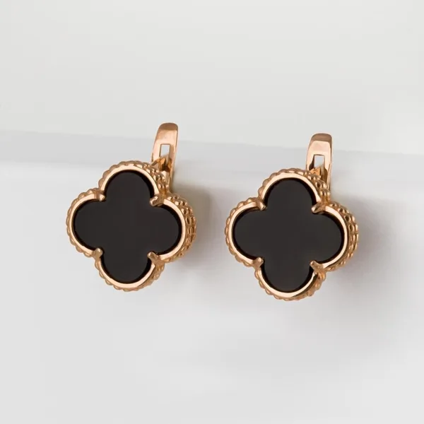 Серьги из красного золота с ониксами — арт. 000-333290
