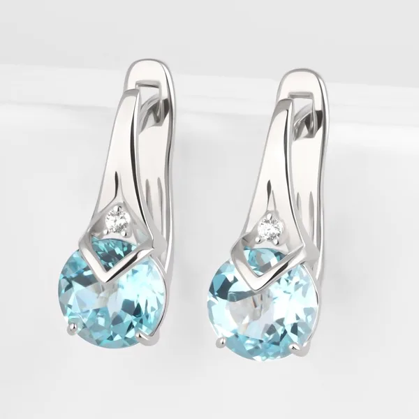 Серьги из серебра с топазами и фианитами — арт. 000-382895