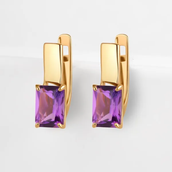 Серьги из красного золота с аметистами — арт. 000-381078