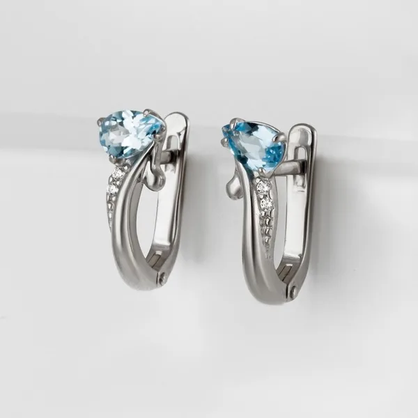Серьги из серебра с топазами и фианитами — арт. 000-370233