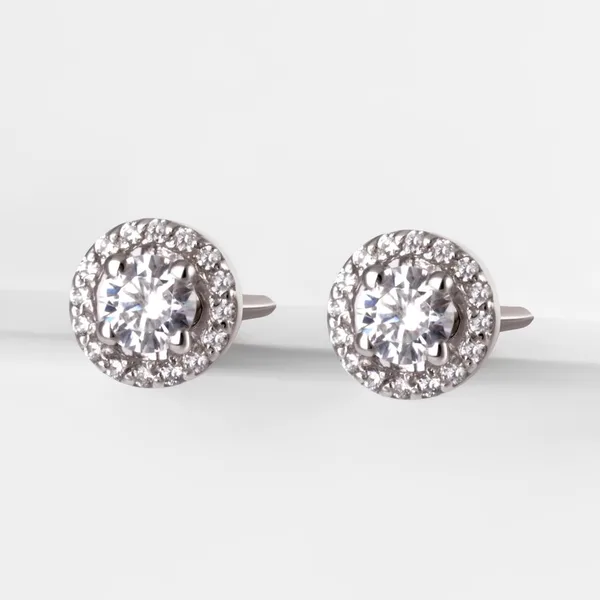 Серьги гвоздики из серебра с фианитами — арт. 000-285288