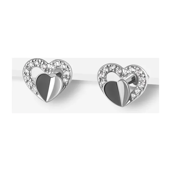 Серьги гвоздики из серебра с фианитами — арт. 000-388457