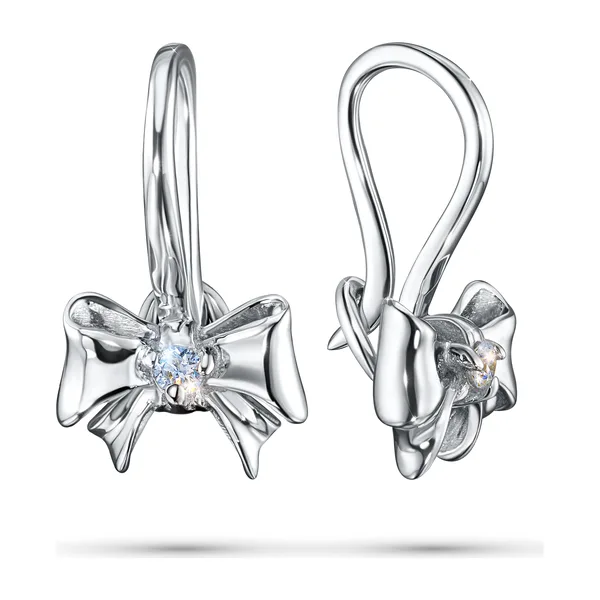Серьги из серебра с синтетическими алмазами