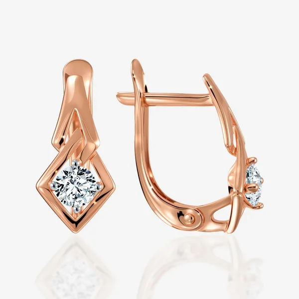 Серьги из красного золота с фианитами — арт. 000-405839