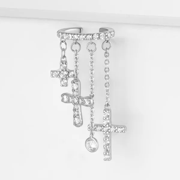 Серьги полупара из серебра с фианитами — арт. 000-395099