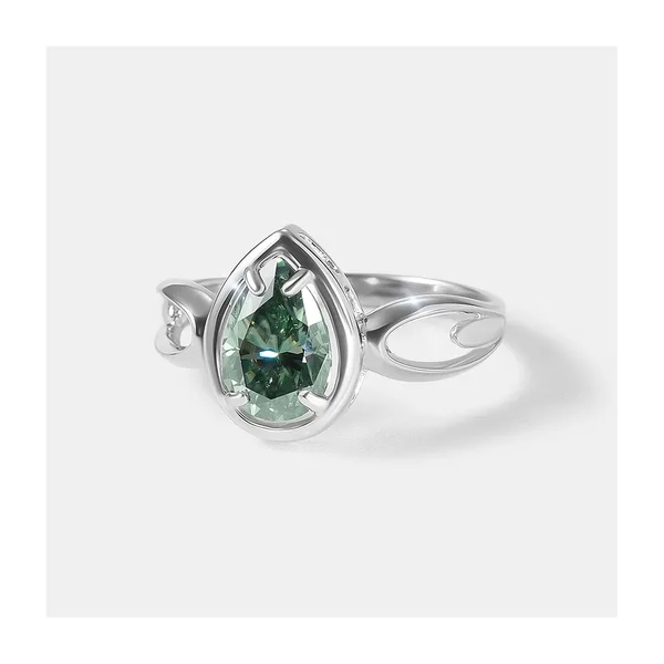 Серебряное кольцо с зеленым муассанитом — арт. 10323-000386