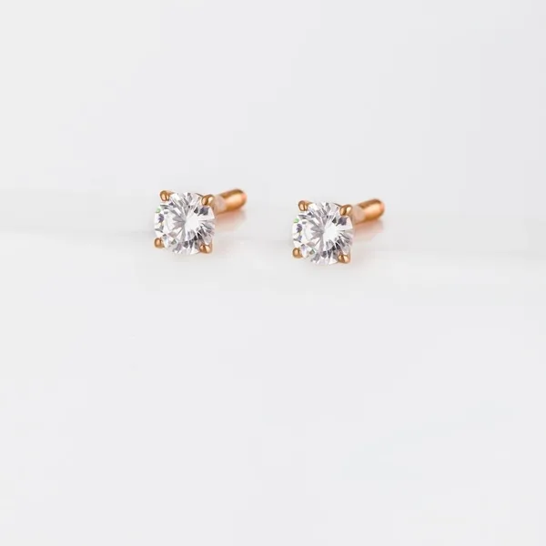 Серьги гвоздики из красного золота с фианитами — арт. 000-194951