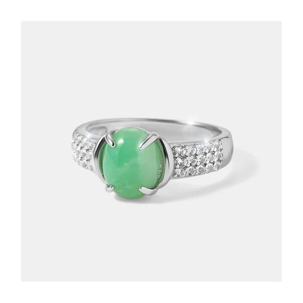 Серебряное кольцо с зеленым халцедоном — арт. 10322-003771