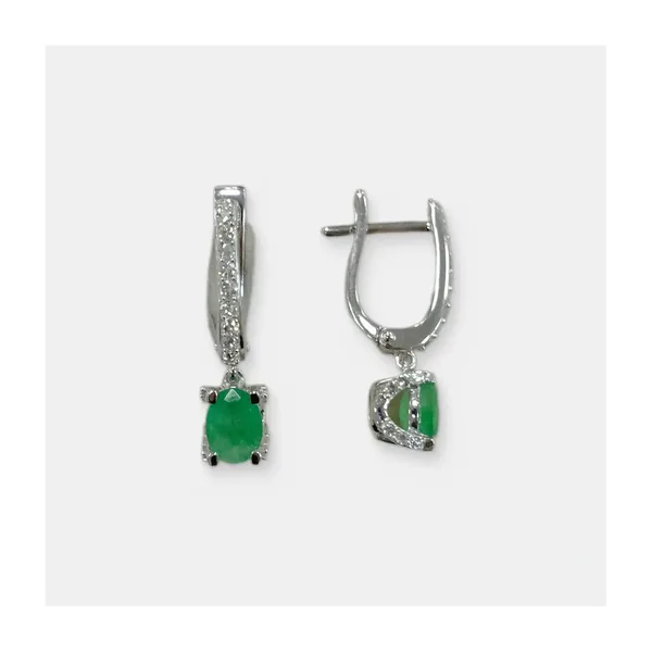 Серебряные серьги с изумрудами — арт. 10521-001551