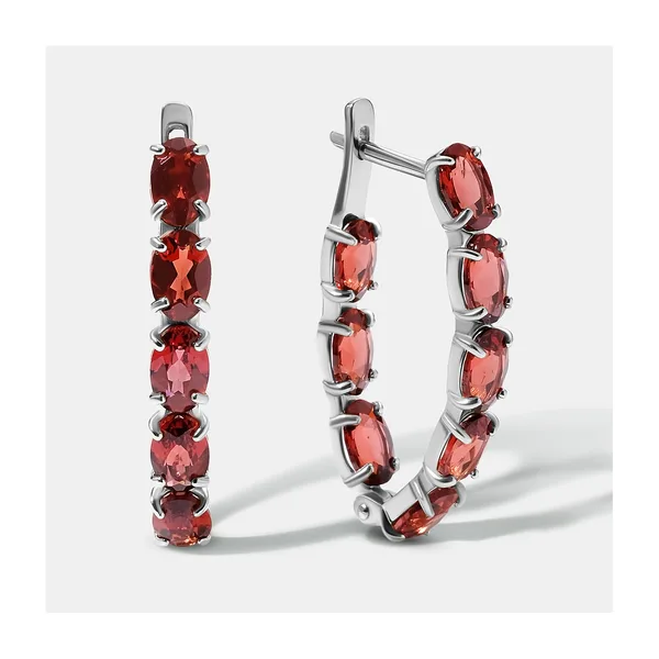 Серебряные серьги с гранатами — арт. 10522-002272